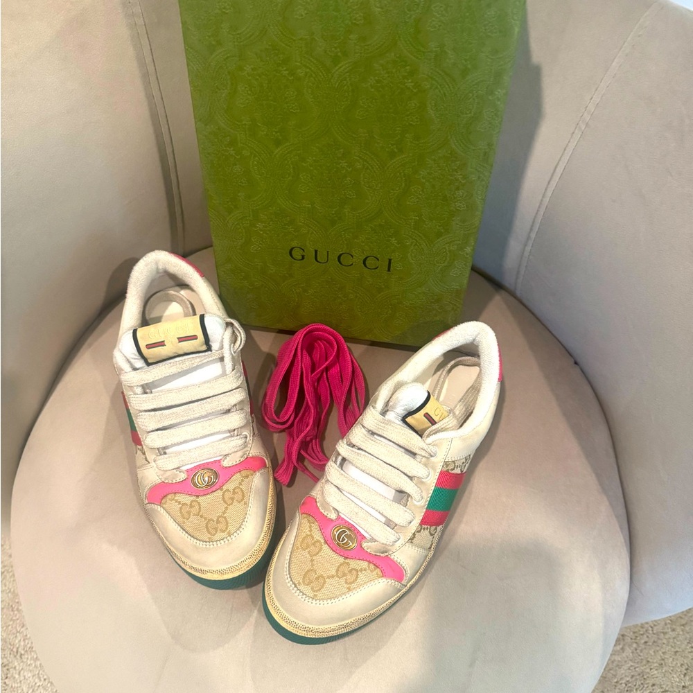 Gucci Pink and Beige Sneakers